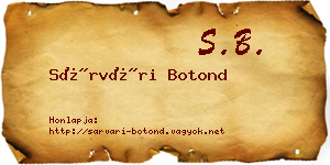 Sárvári Botond névjegykártya